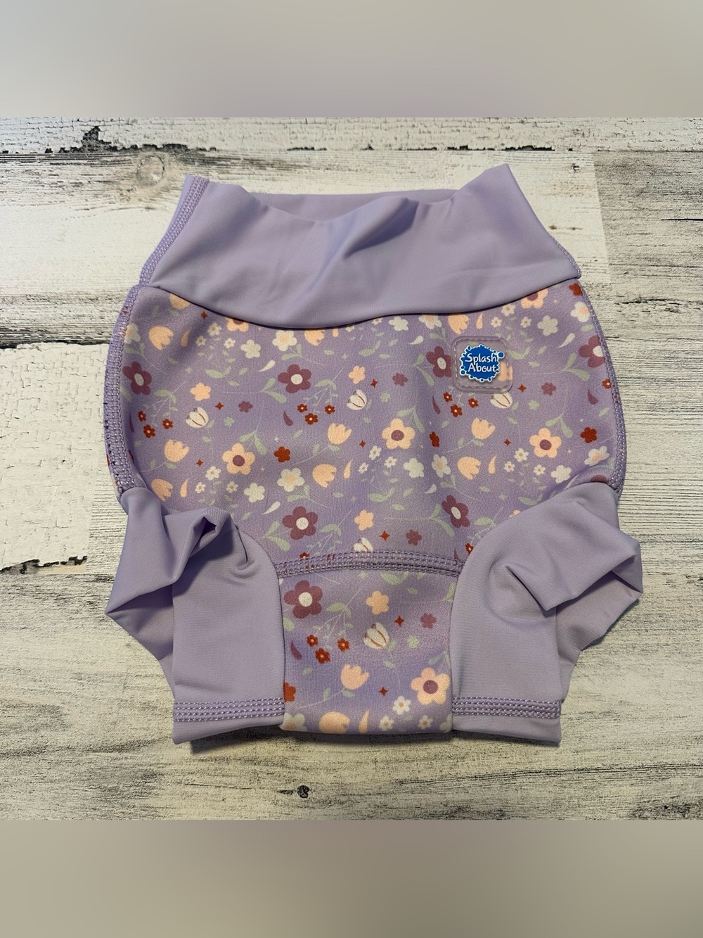 Splash About Happy Nappy Reusable Swim Diaper Purple Flowers 12-24 Months